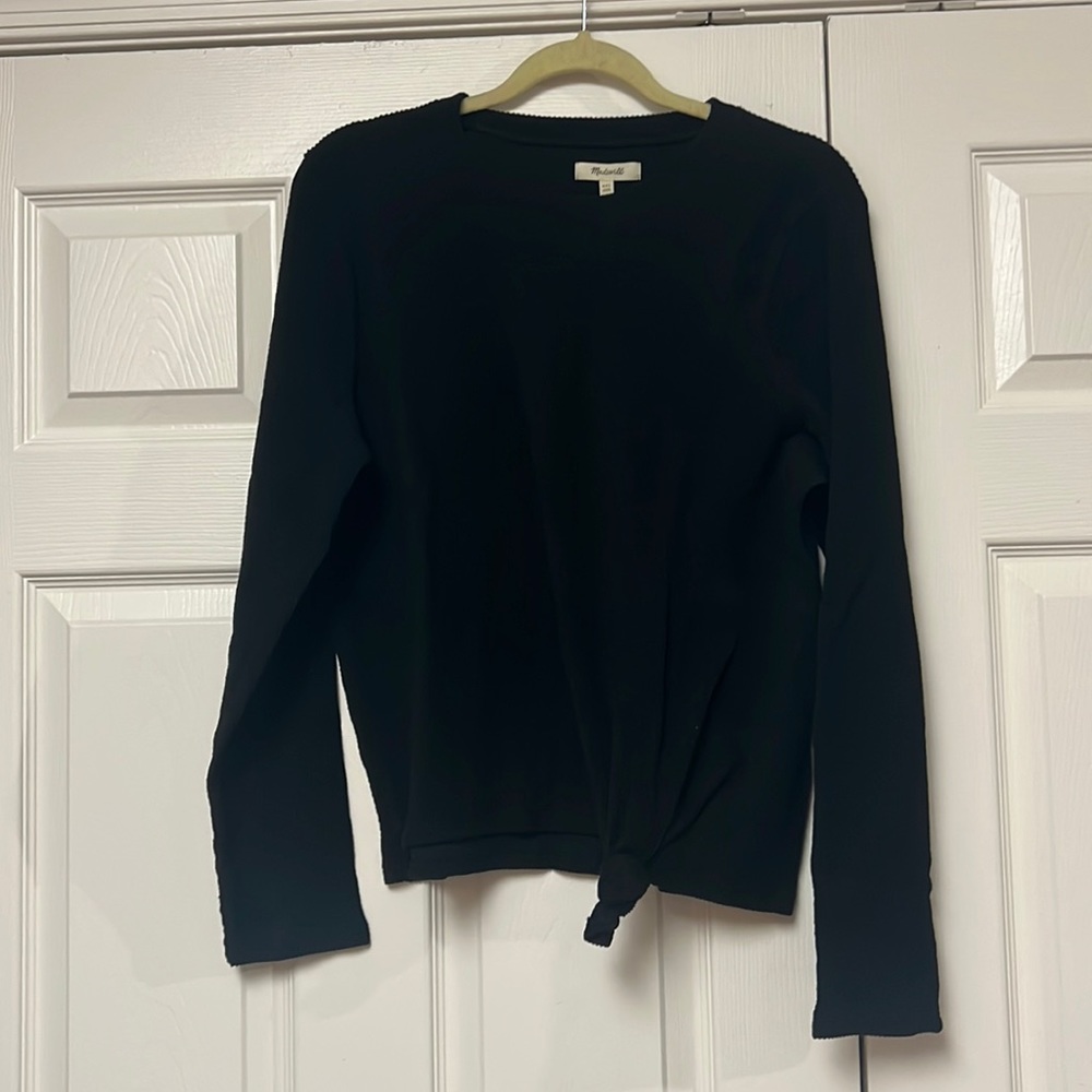 NWT Madewell Elwood Knot Front Top black long sleeve XXL 18 - Picture 3 of 7